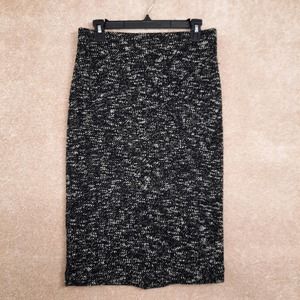Ann Taylor Woven/Knit Black Pencil Midi Skirt Size 4
